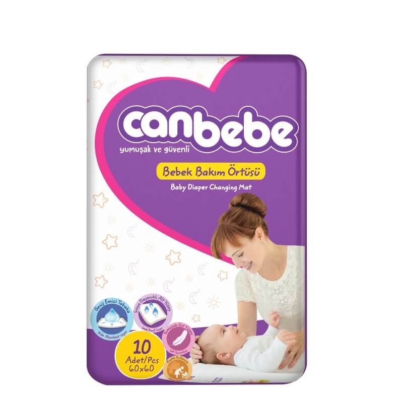 Canbebe 60X60 Bebek bakım örtüsü 10`lu